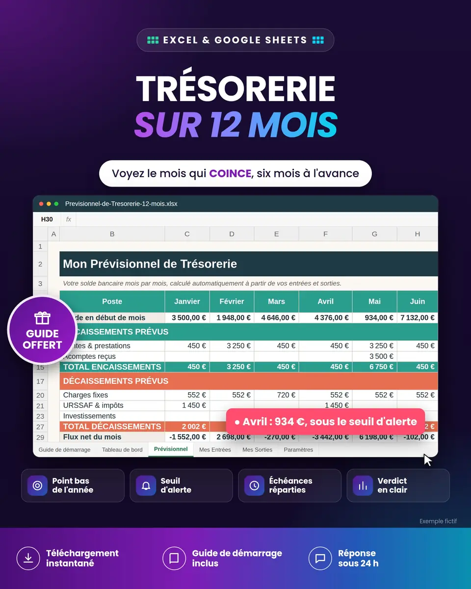 Prévisionnel de Trésorerie 12 mois : aperçu