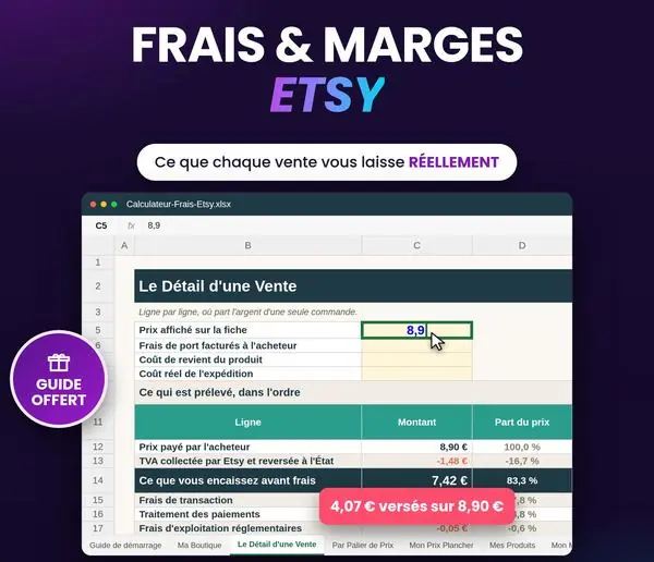 Aperçu : Calculateur de Frais et Marges Etsy